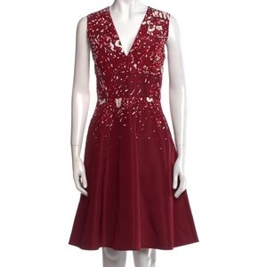Prabal Gurung V-Neck Silk Cocktail Dress - Embroidered/Sequin Details, Size 4